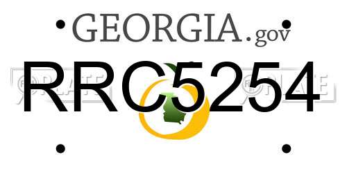 RRC5254 Georgia License Plate
