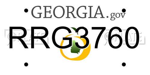 RRG3760 Georgia License Plate