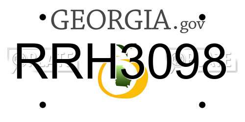 RRH3098 Georgia License Plate