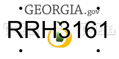 RRH3161 Georgia License Plate
