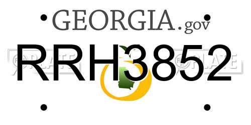 RRH3852 Georgia License Plate