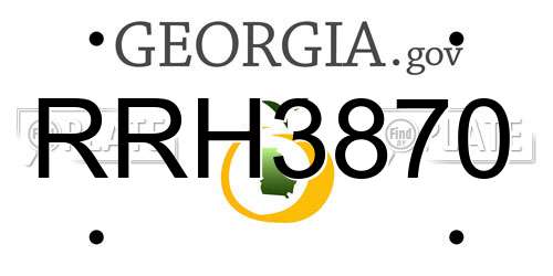 RRH3870 Georgia License Plate