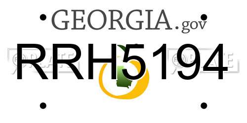 RRH5194 Georgia License Plate