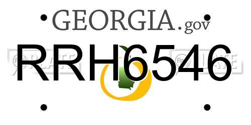 RRH6546 Georgia License Plate