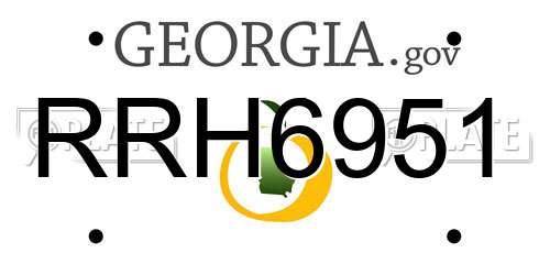 RRH6951 Georgia License Plate