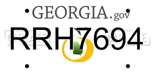 RRH7694 Georgia License Plate