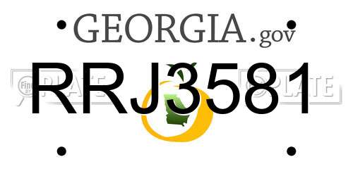 RRJ3581 Georgia License Plate