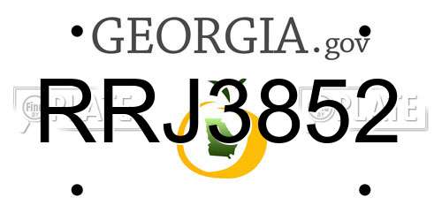 RRJ3852 Georgia License Plate