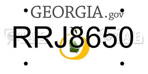 RRJ8650 Georgia License Plate