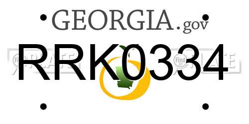 RRK0334 Georgia License Plate