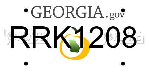 RRK1208 Georgia License Plate