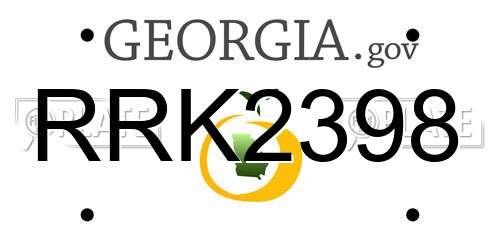 RRK2398 Georgia License Plate
