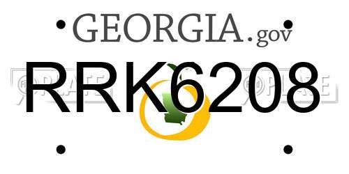 RRK6208 Georgia License Plate