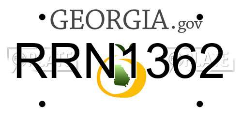RRN1362 Georgia License Plate