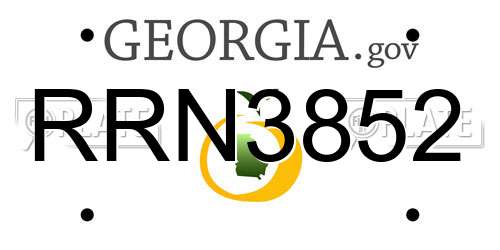 RRN3852 Georgia License Plate