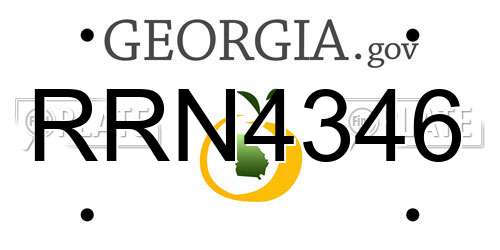 RRN4346 Georgia License Plate