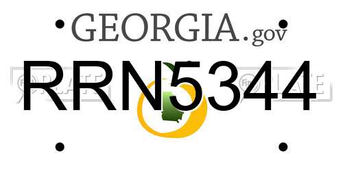 RRN5344 Georgia License Plate
