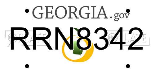 RRN8342 Georgia License Plate