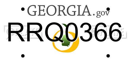 RRQ0366 Georgia License Plate