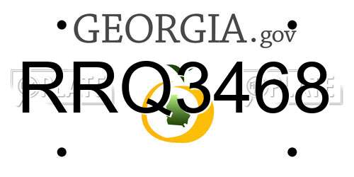 RRQ3468 Georgia License Plate