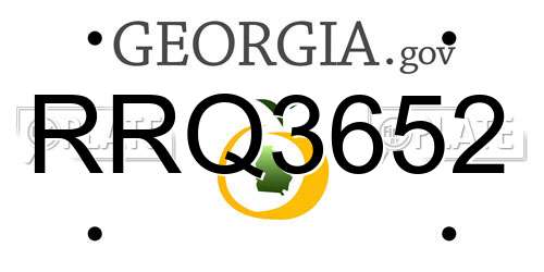 RRQ3652 Georgia License Plate