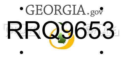 RRQ9653 Georgia License Plate