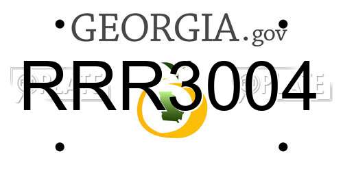 RRR3004 Georgia License Plate