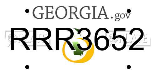 RRR3652 Georgia License Plate