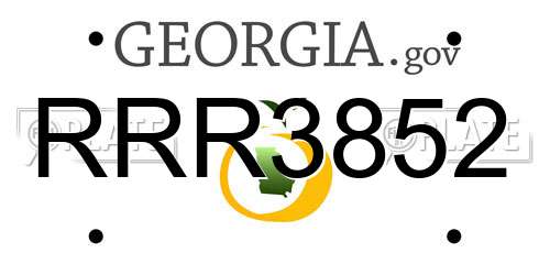 RRR3852 Georgia License Plate