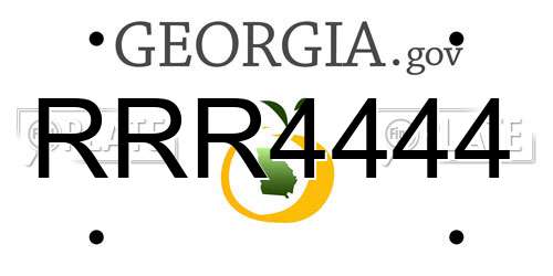 RRR4444 Georgia License Plate