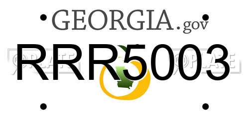 RRR5003 Georgia License Plate