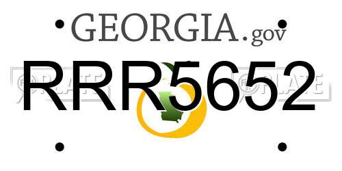RRR5652 Georgia License Plate