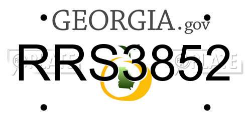 RRS3852 Georgia License Plate