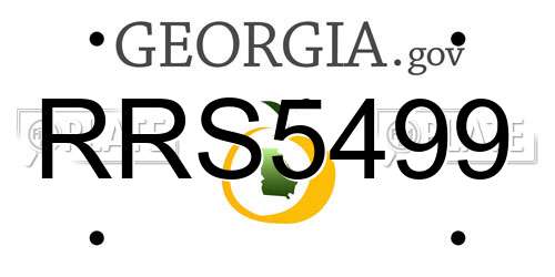RRS5499 Georgia License Plate