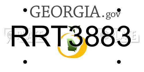 RRT3883 Georgia License Plate
