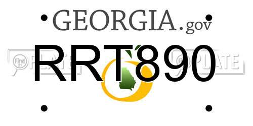 RRT890 Georgia License Plate