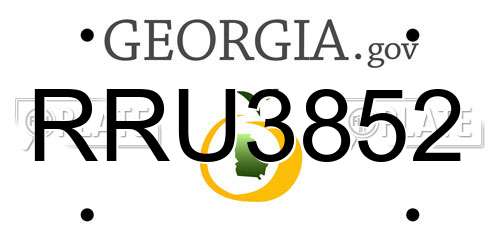 RRU3852 Georgia License Plate