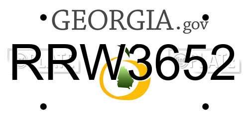 RRW3652 Georgia License Plate