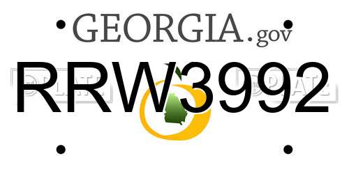 RRW3992 Georgia License Plate