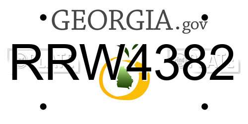 RRW4382 Georgia License Plate