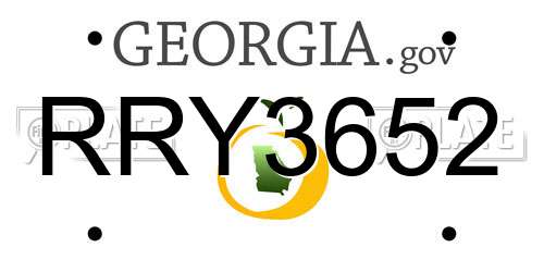 RRY3652 Georgia License Plate