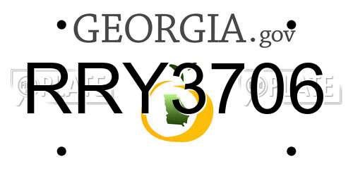RRY3706 Georgia License Plate