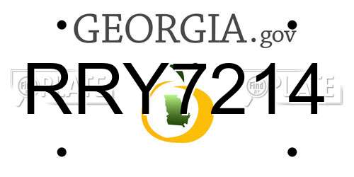 RRY7214 Georgia License Plate