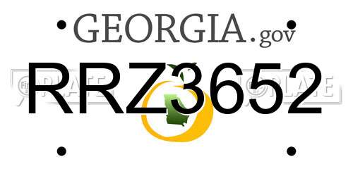RRZ3652 Georgia License Plate