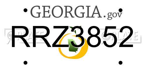 RRZ3852 Georgia License Plate