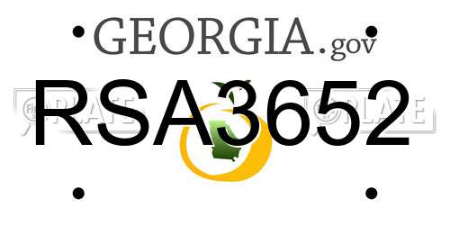 RSA3652 Georgia License Plate