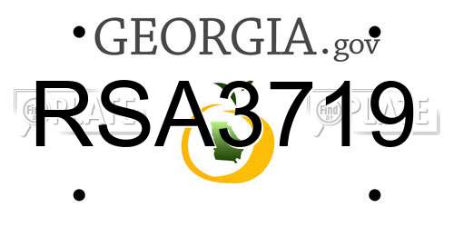 RSA3719 Georgia License Plate