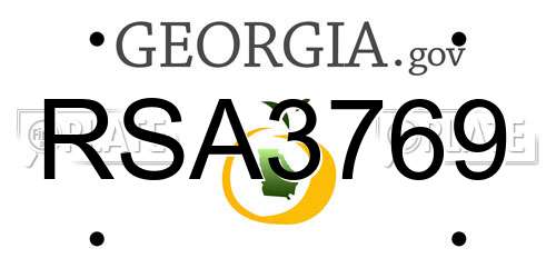 RSA3769 Georgia License Plate