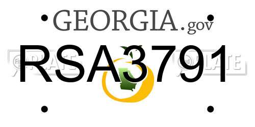 RSA3791 Georgia License Plate