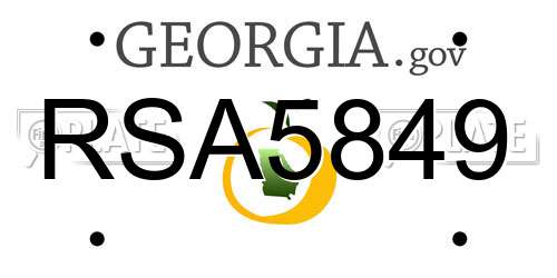 RSA5849 Georgia License Plate